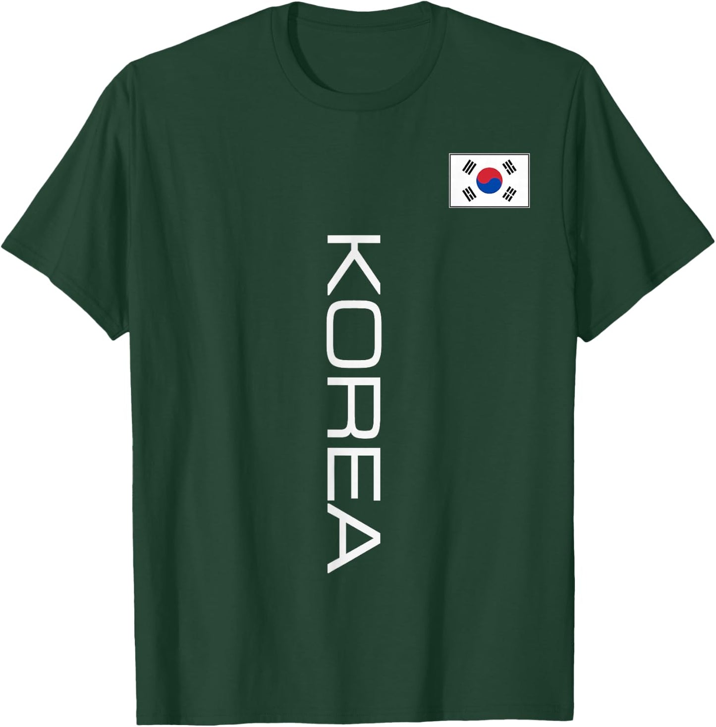 South Korea Flag Sporty Athletic Vertical Style T-Shirt - T-Shirt | Forest