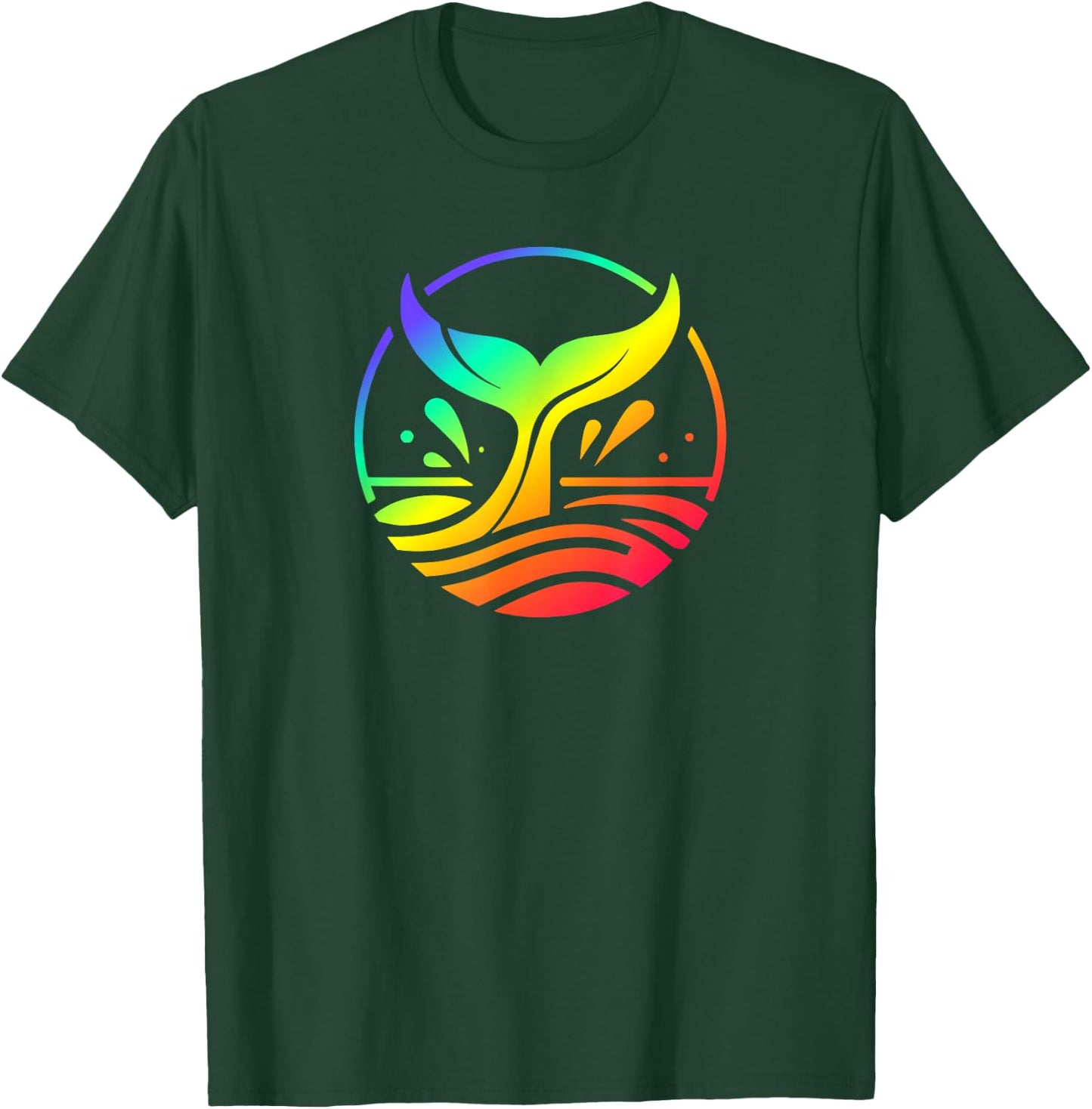 Rainbow Colors Whale Tail Fluke In The Ocean T-Shirt - T-Shirt | Forest