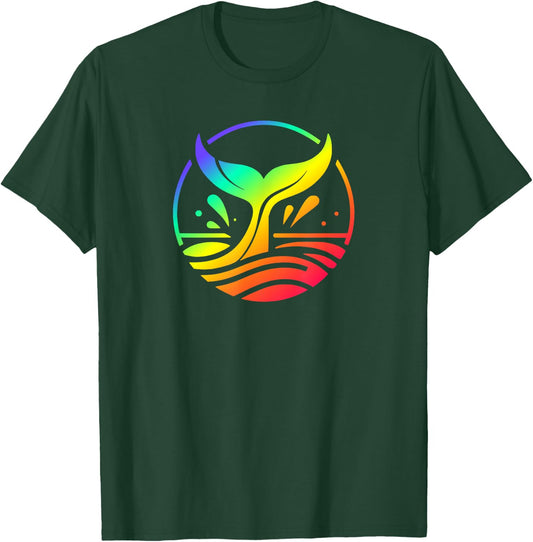 Rainbow Colors Whale Tail Fluke In The Ocean T-Shirt - T-Shirt | Forest