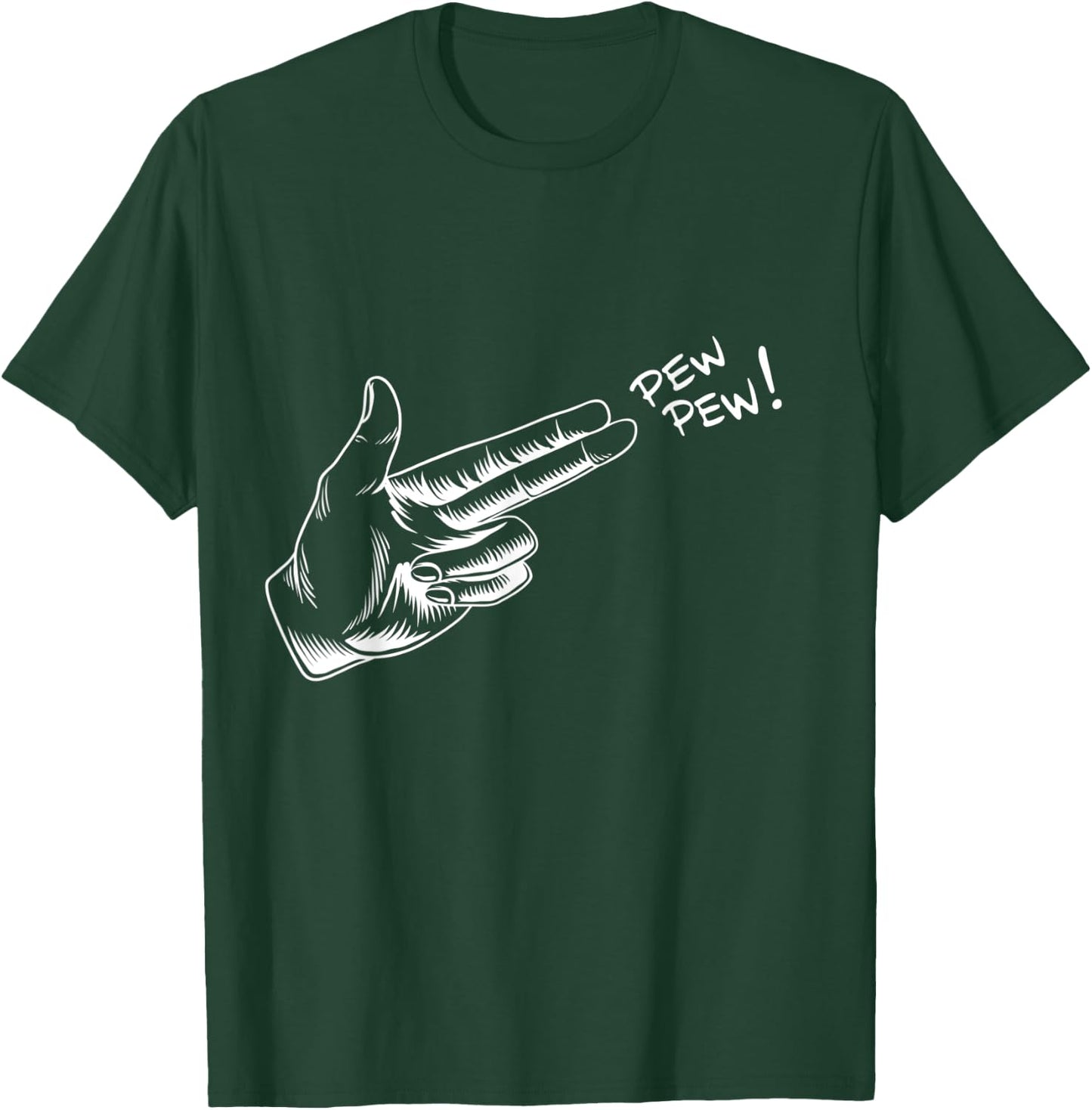 Hand Pew Pistol Line Art Scatch Halloween Costume T-Shirt - T-Shirt | Forest