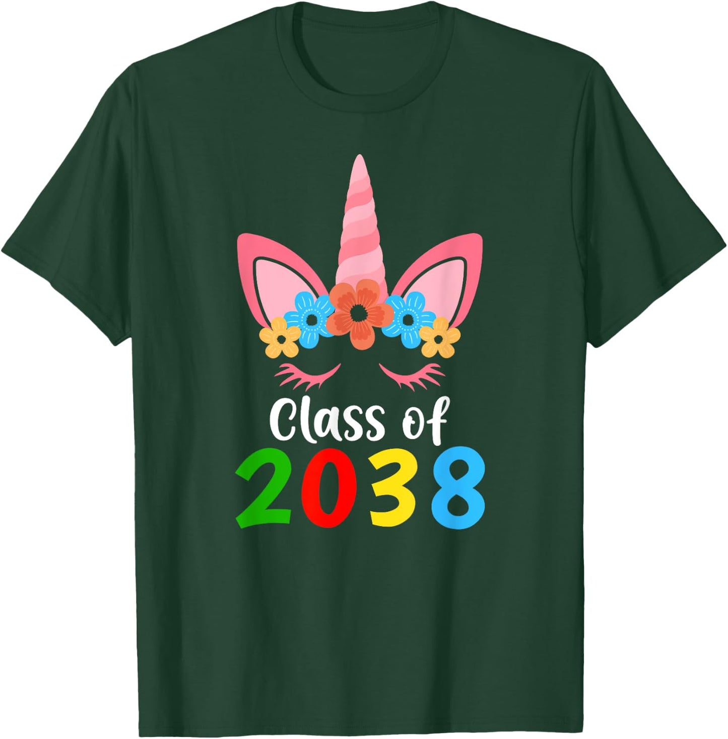 Unicorn Class of 2038 Grow With Me Back To School Girls T-Shirt - T-Shirt | Forest