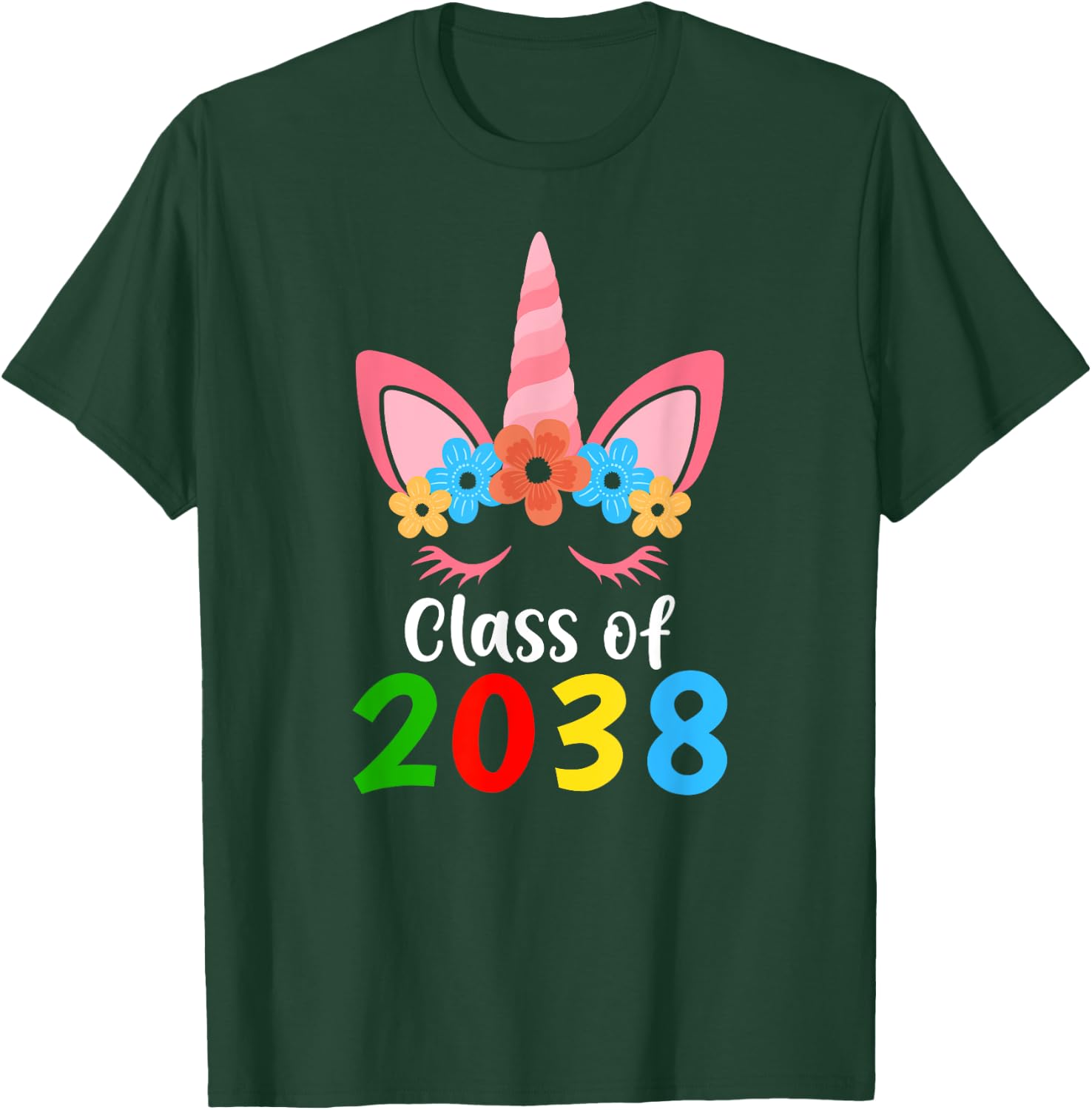 Unicorn Class of 2038 Grow With Me Back To School Girls T-Shirt - T-Shirt | Forest