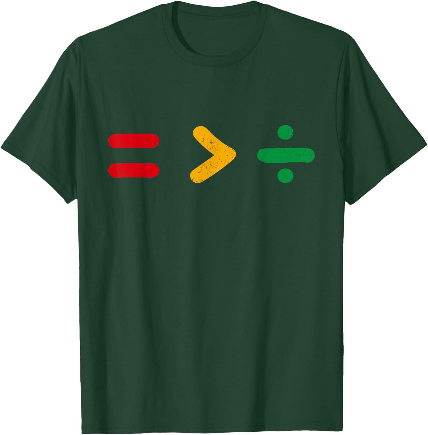 Juneteenth Equality Is Greater Than Division Afro Men Women T-Shirt - T-Shirt | Forest