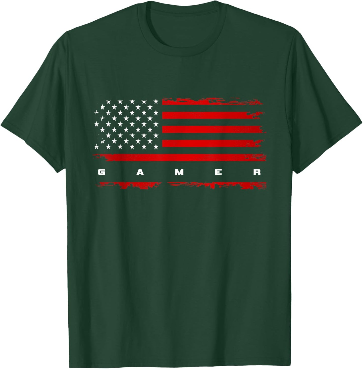 American Flag Gamer Gaming Video Game T-Shirt - T-Shirt | Forest