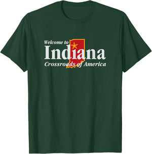 Welcome to Indiana Crossroads of America T-Shirt - T-Shirt | Forest