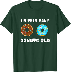 I'm This Many Donuts Old Donut 2nd Birthday 2 Years Old Bday T-Shirt - T-Shirt | Forest