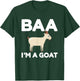 Baa Im a Goat Funny Lazy DIY Costume for Halloween Party T-Shirt - T-Shirt | Forest