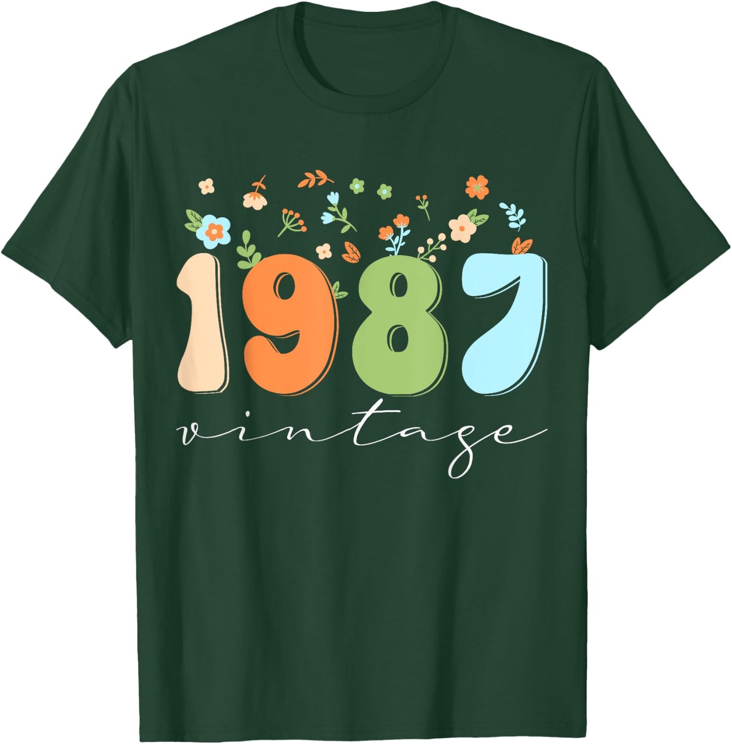 Vintage 1987 Shirt Funny Flower Graphic Retro T-Shirt - T-Shirt | Forest