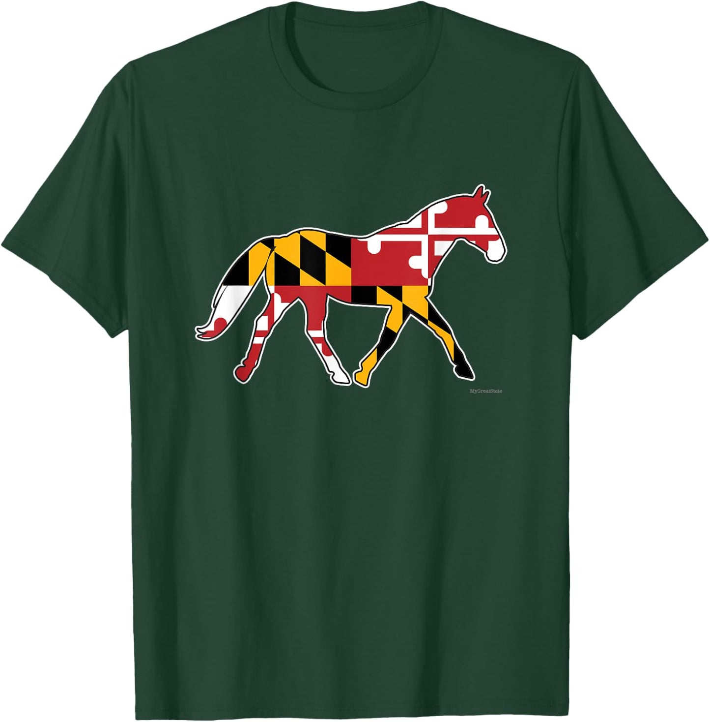 Maryland Horse Flag Decal - Maryland Horses Shirt T-Shirt - T-Shirt | Forest