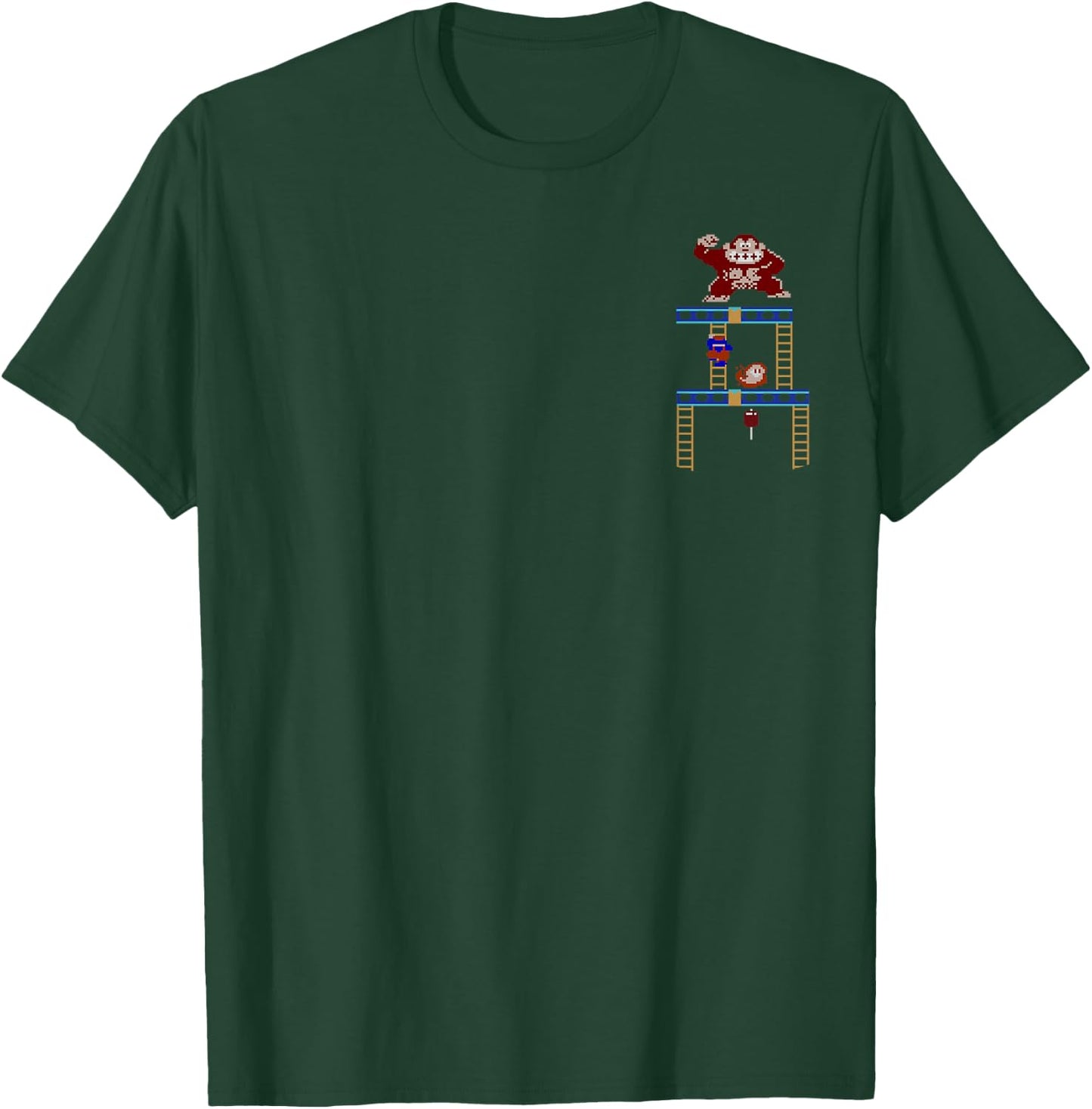 Super Mario Donkey Kong Ladder Pixel Game Scene Portrait T-Shirt - T-Shirt | Forest