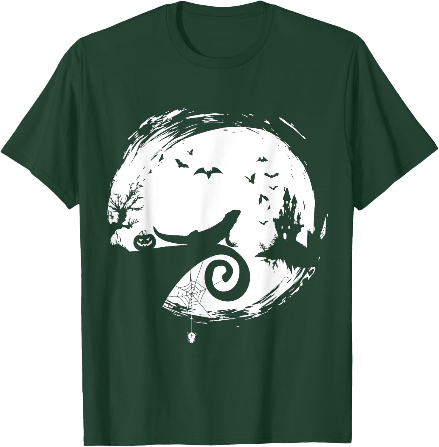 Bearded Dragon Halloween Costume Moon Silhouette Creepy T-Shirt - T-Shirt | Forest