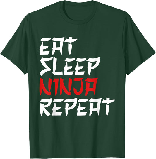 Eat Sleep Ninja Repeat Ninja Karate Ninja T-Shirt - T-Shirt | Forest