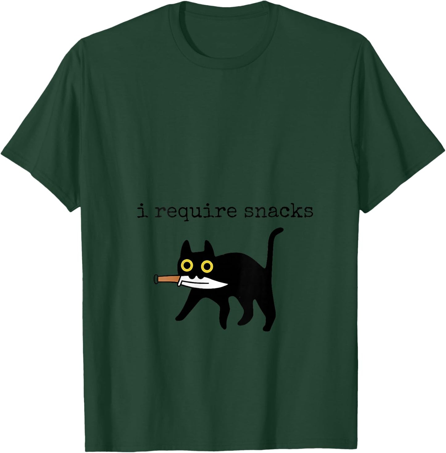 I Require Snacks Funny Black Cat Funny Quote Cat Lovers V-Neck T-Shirt - T-Shirt | Forest