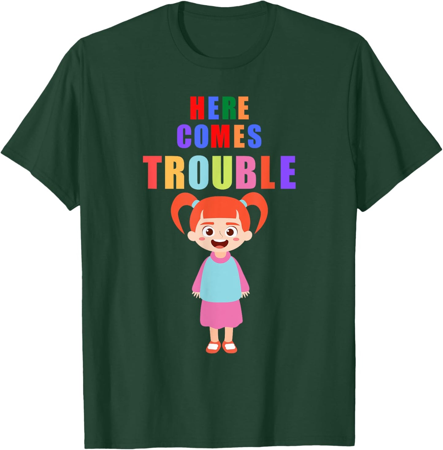 Here comes trouble funny redhair girl kids gift T-Shirt - T-Shirt | Forest