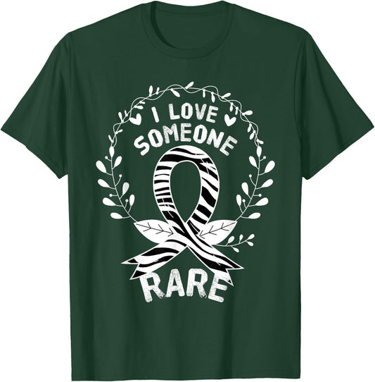 Rare Disease Awareness I Love Someone Rare Zebra Ribbon Life T-Shirt - T-Shirt | Forest