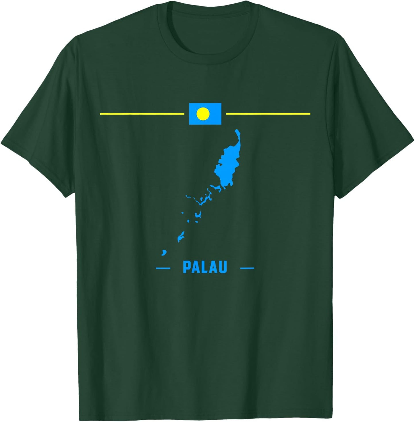 Map of Palau isolated with flag and name of the country T-Shirt - T-Shirt | Forest