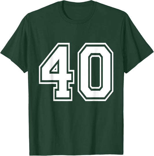 Number 40 Front + Back Varsity Sports Team 40th Birthday T-Shirt - T-Shirt | Forest