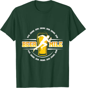 Beer Mile Run A Mile or Drink A Beer Race T-Shirt - T-Shirt | Forest