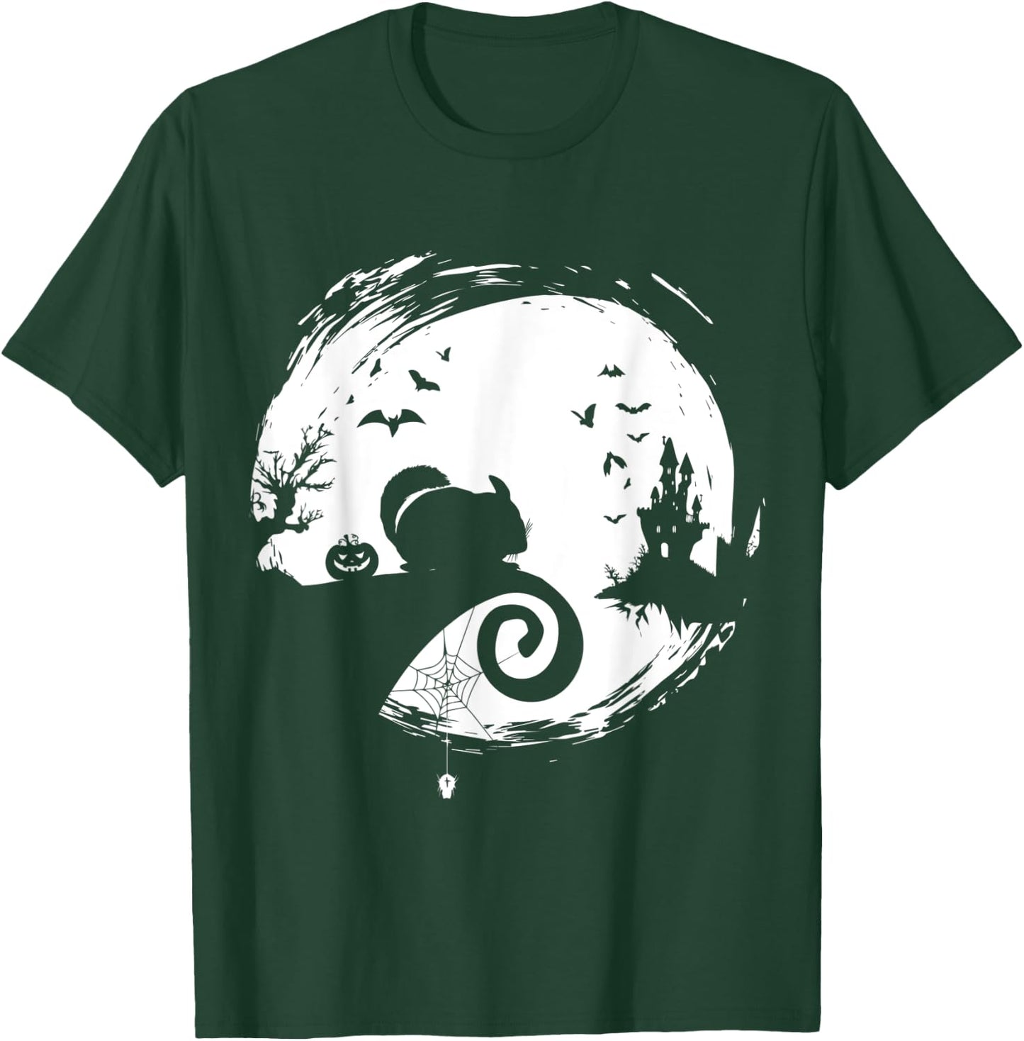 Chinchilla Halloween Costume Moon Silhouette Creepy T-Shirt - T-Shirt | Forest