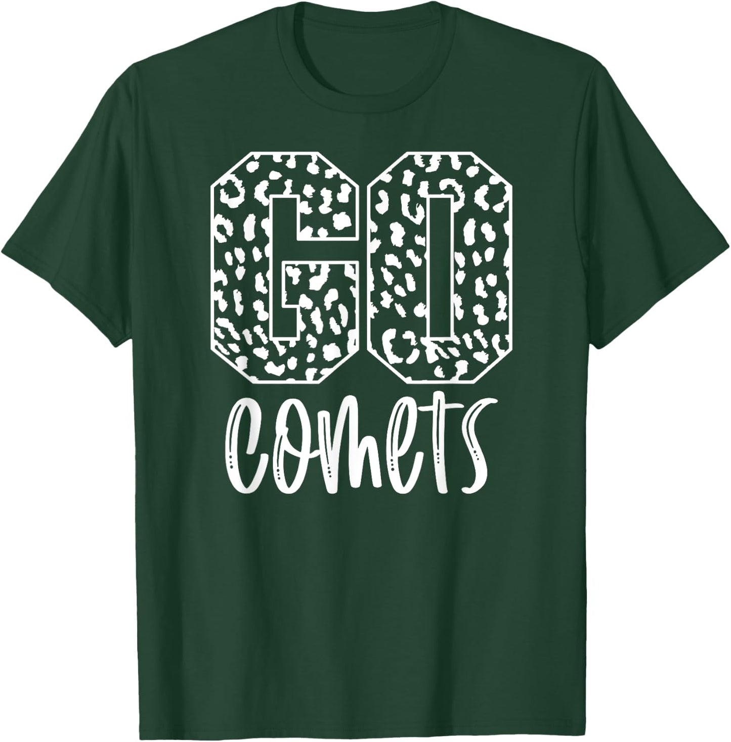 Comets Team Mascot School Spirit Game Night Leopard Print T-Shirt - T-Shirt | Forest