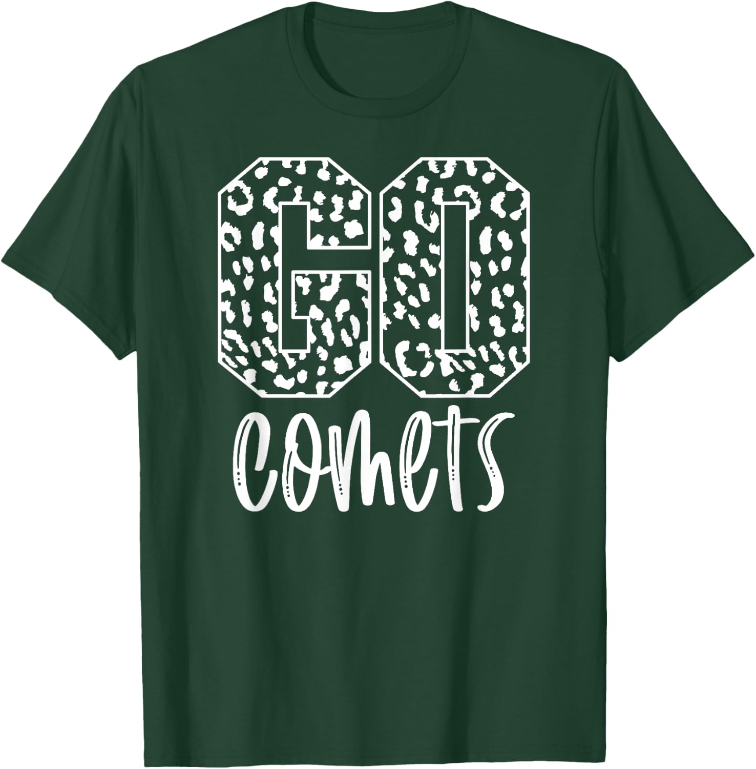 Comets Team Mascot School Spirit Game Night Leopard Print T-Shirt - T-Shirt | Forest