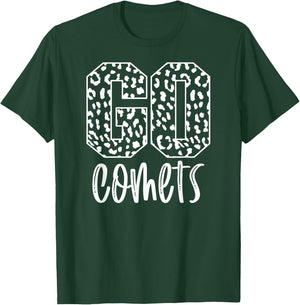 Comets Team Mascot School Spirit Game Night Leopard Print T-Shirt - T-Shirt | Forest