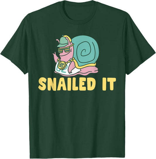Snailed It Men Women Snails Humor Animal Funny Snail T-Shirt - T-Shirt | Forest