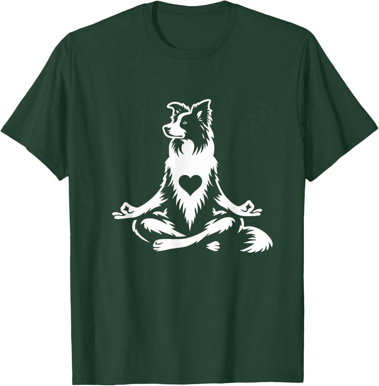 Funny Border Collie Yoga Pose Dog Graphic Design T-Shirt - T-Shirt | Forest