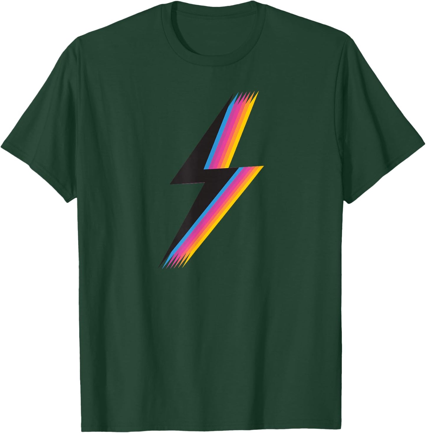 Lightning Bolt with Cool Colorful Retro Graphic T-Shirt - T-Shirt | Forest