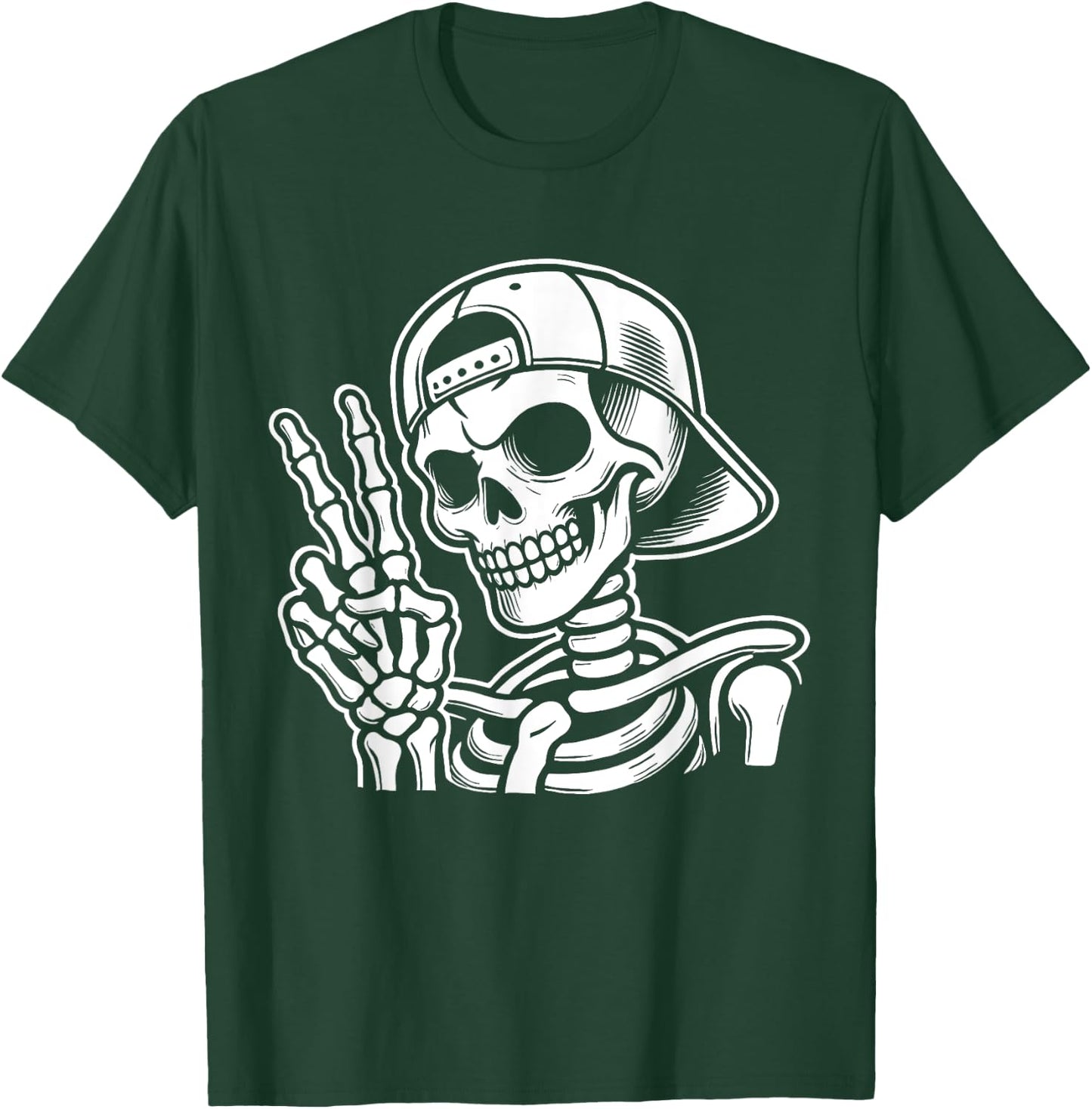 Skeleton Hand Peace Sign Retro Halloween Skeleton Hand Sign T-Shirt - T-Shirt | Forest