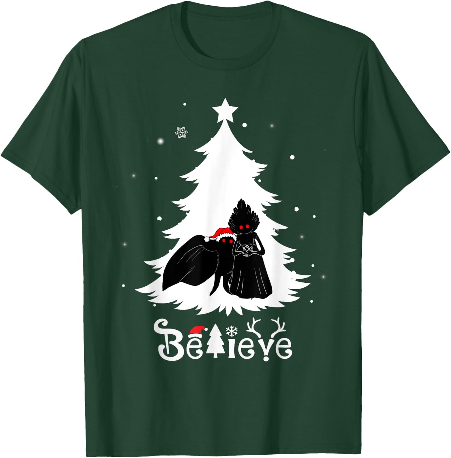 Mothman Flatwoods Monster Christmas Believe Funny Cryptid T-Shirt - T-Shirt | Forest
