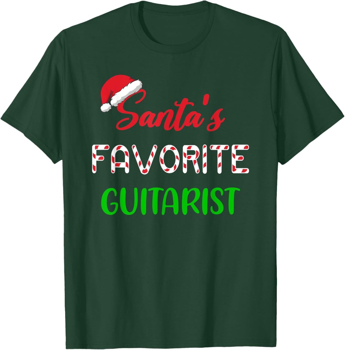 Santas Favorite Guitarist Gift Funny guitar Christmas Pajama T-Shirt - T-Shirt | Forest