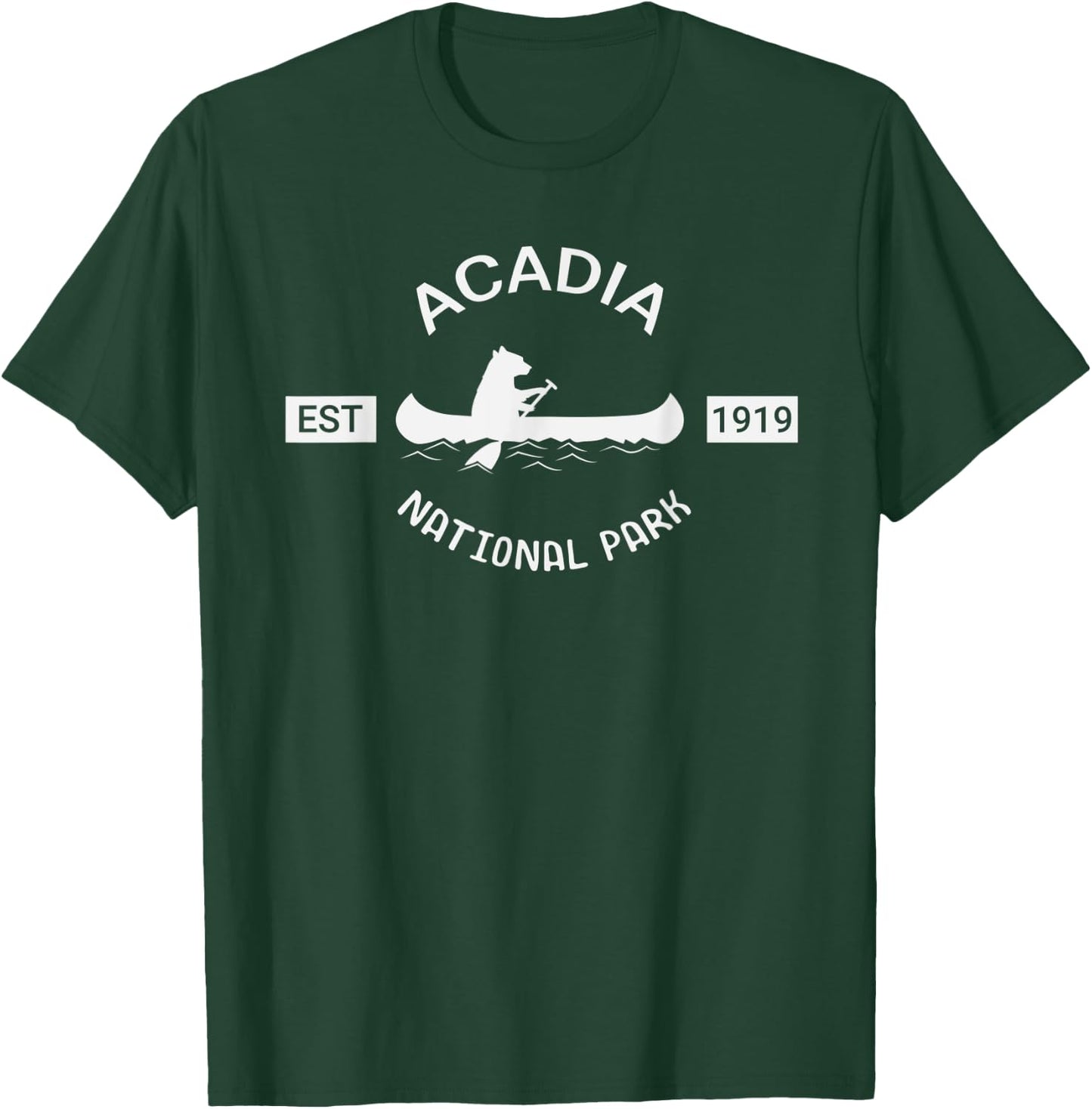 Maine Acadia National Park Bear Canoe Silhouette T-Shirt - T-Shirt | Forest