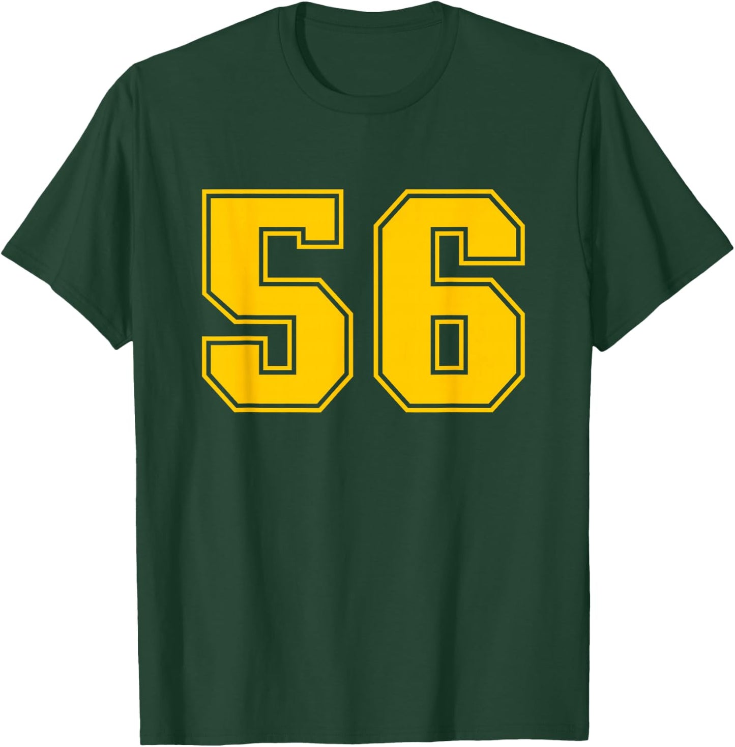Number #56 Yellow Sports Team Varsity Number T-Shirt - T-Shirt | Forest