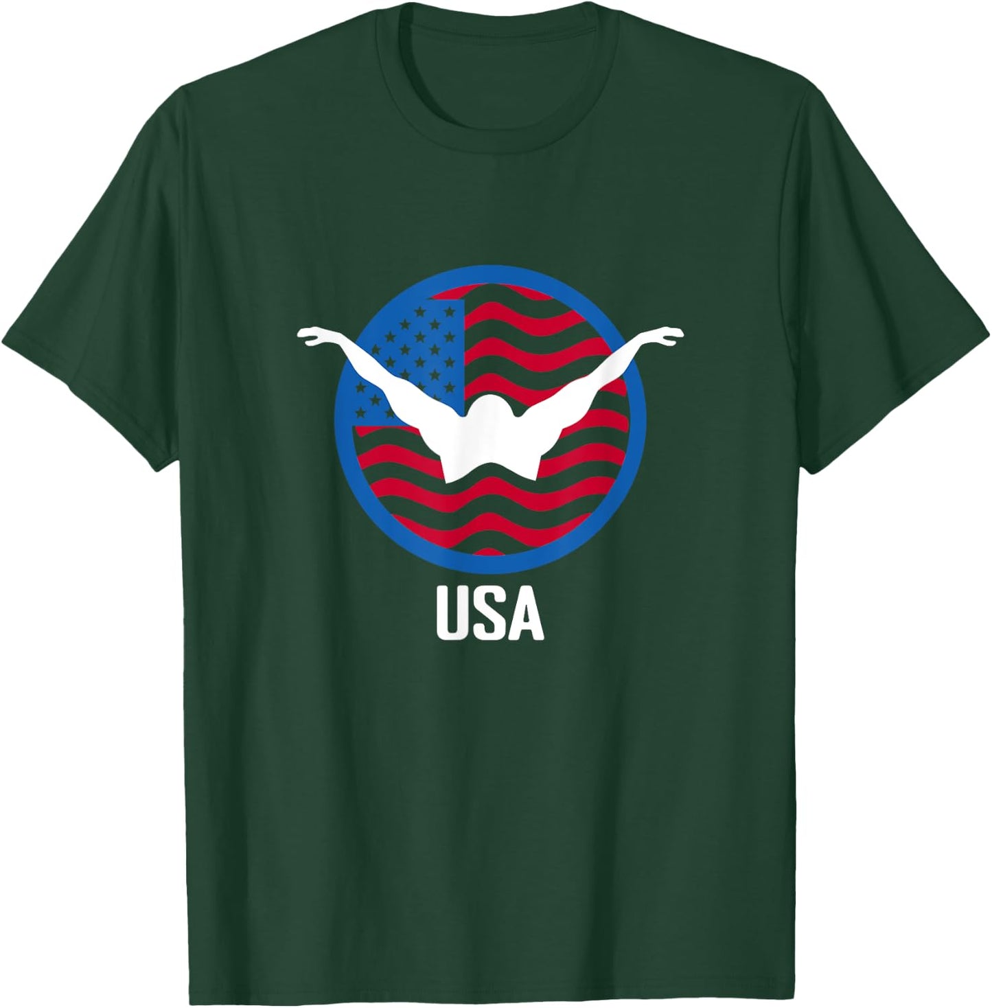 USA Swim Shirt, USA Summer Swimming 2024 Games Men Women Kids T-Shirt - T-Shirt | Forest