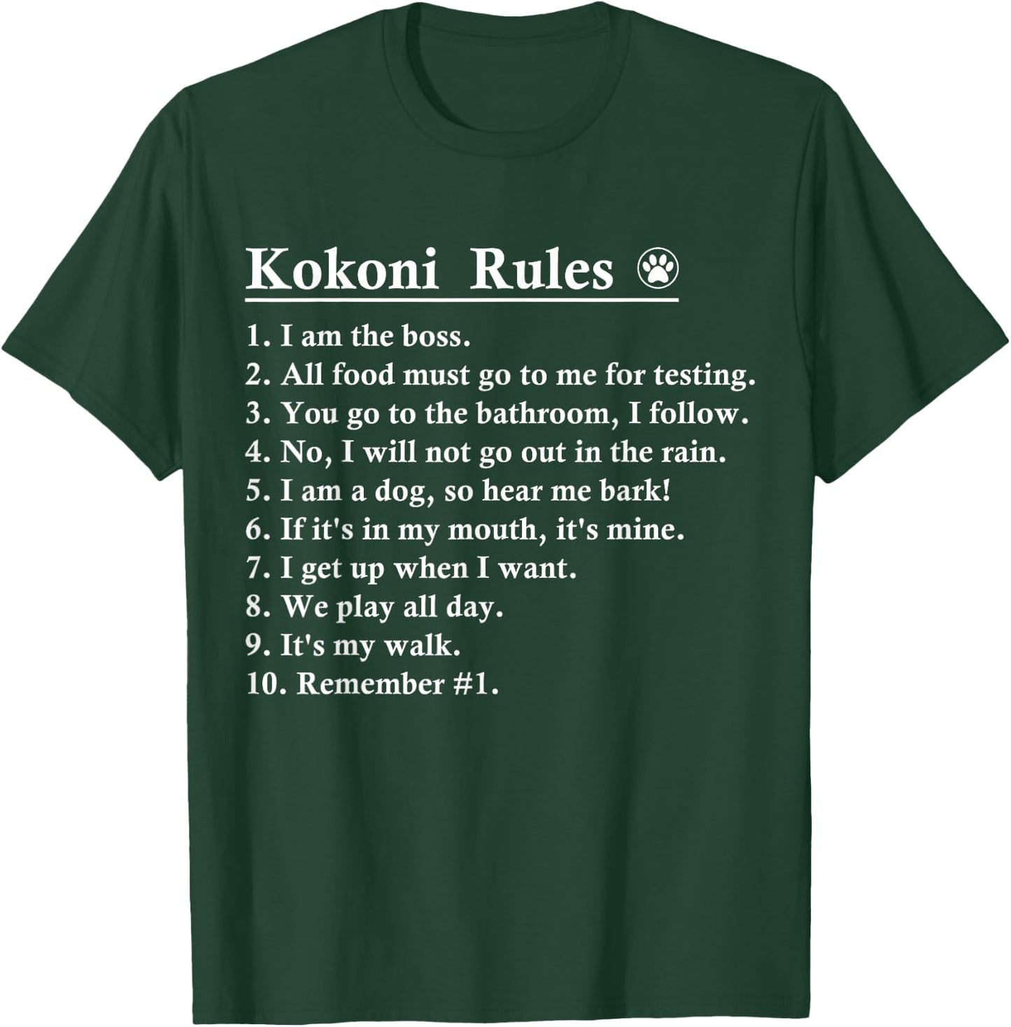 Funny Kokoni Dog Rules Women Kids T-Shirt - T-Shirt | Forest