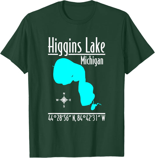 Modern Higgins Lake - Michigan T-Shirt - T-Shirt | Forest