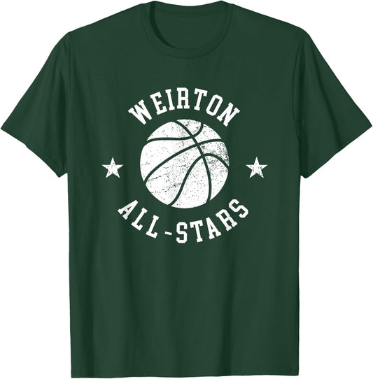 Weirton Vintage All-Stars Retro 80s Basketball T-Shirt - T-Shirt | Forest