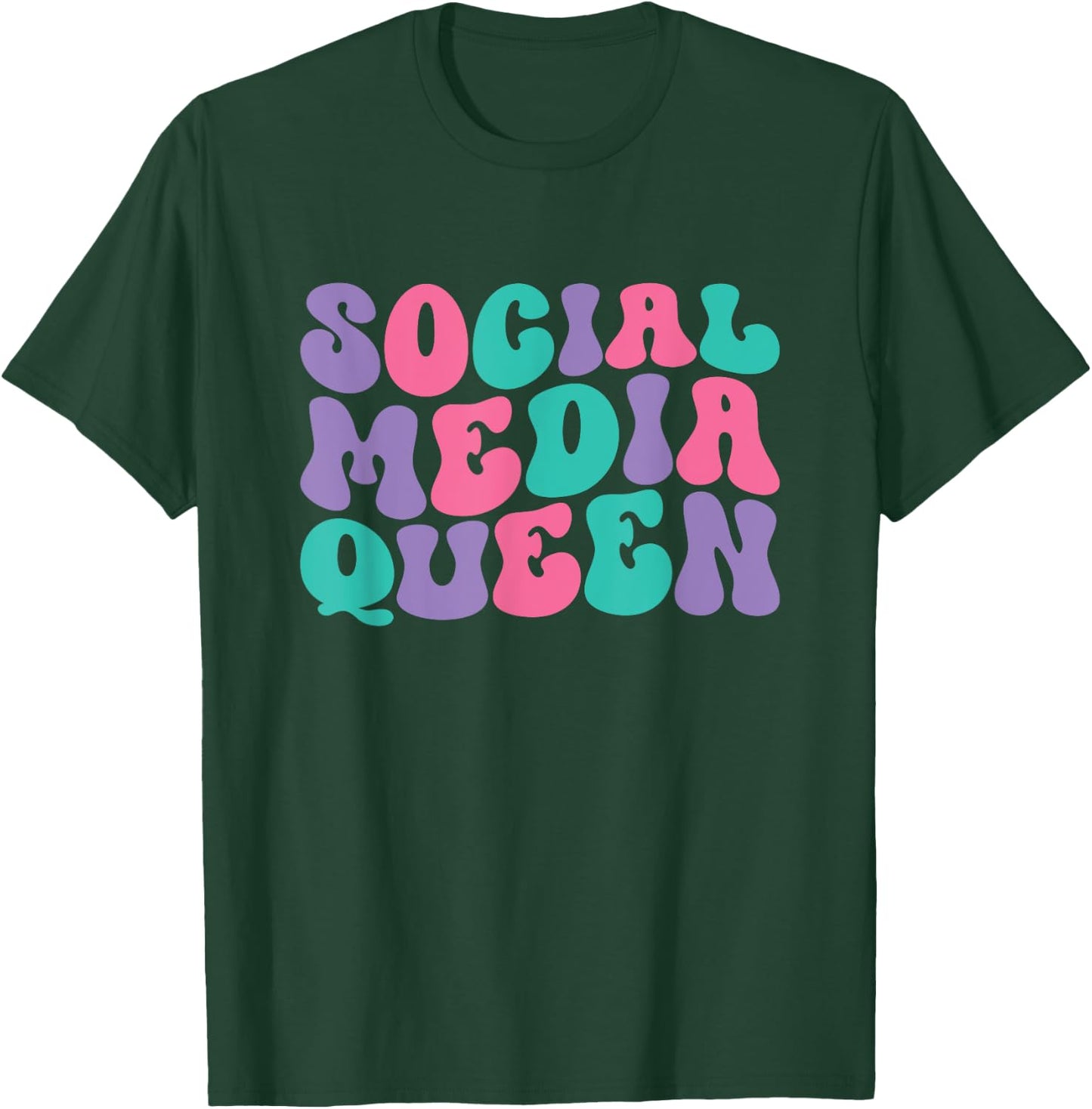 Social Media Queen Retro Vintage Groovy Wavy T-Shirt - T-Shirt | Forest