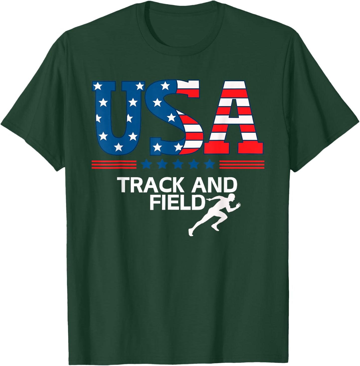 Track And Field United States Flag USA Sport Track And Field T-Shirt - T-Shirt | Forest