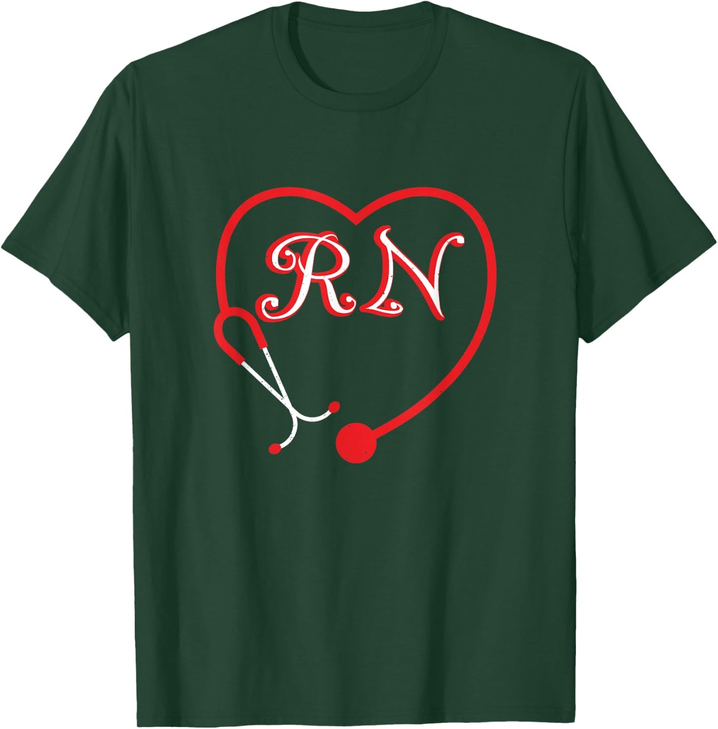 Registered Nurse Valentine's Day Heart stethoscope RN T-Shirt - T-Shirt | Forest