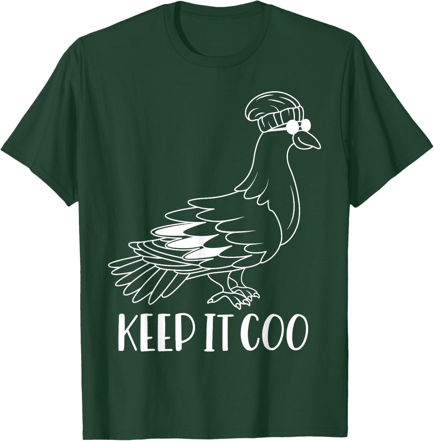 Hipster Pigeon - Keep it Coo Funny Cool Pigeon T-Shirt - T-Shirt | Forest