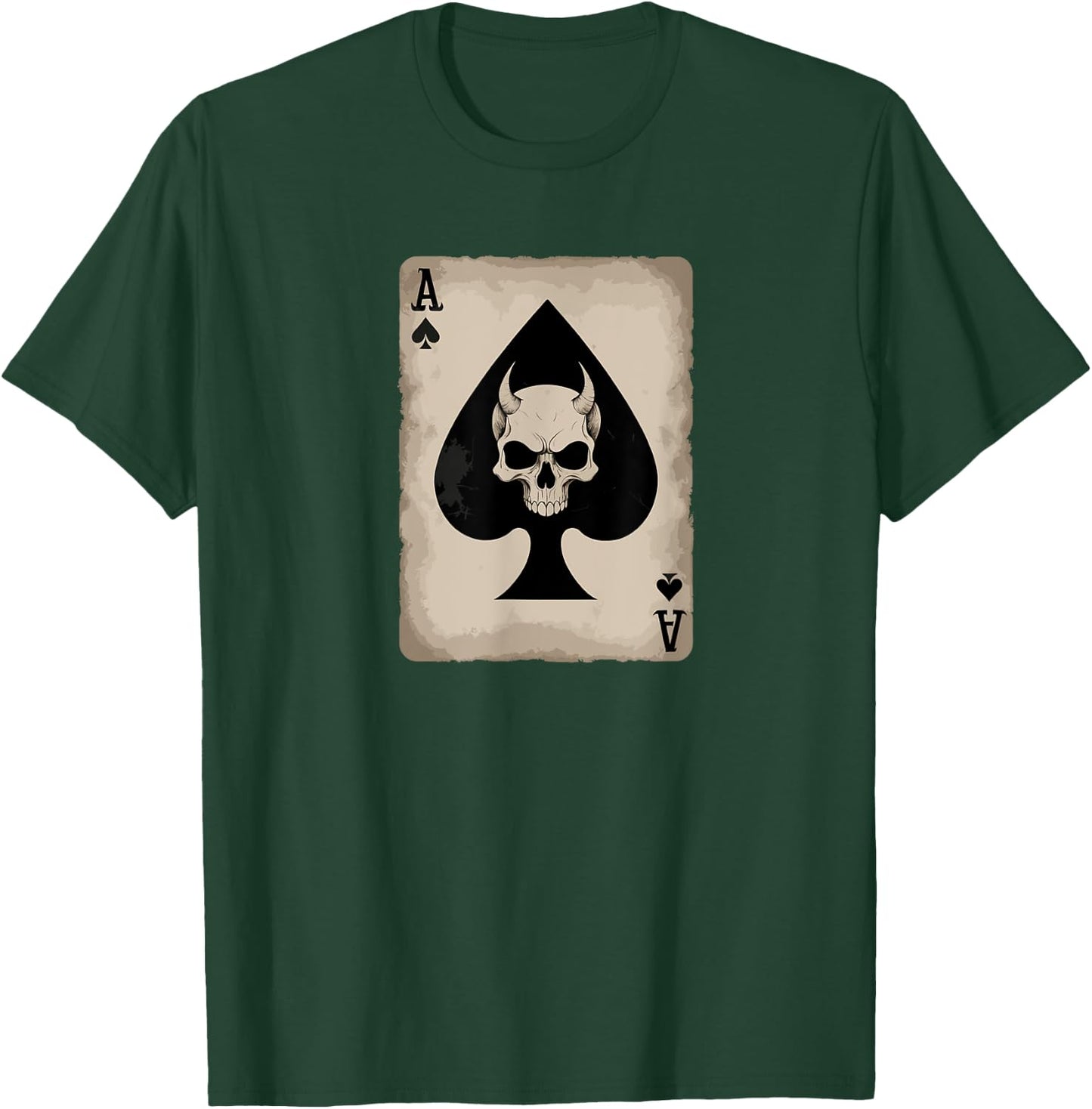 Skull and Devil Horns. Ace of Spades Playing Card. T-Shirt - T-Shirt | Forest