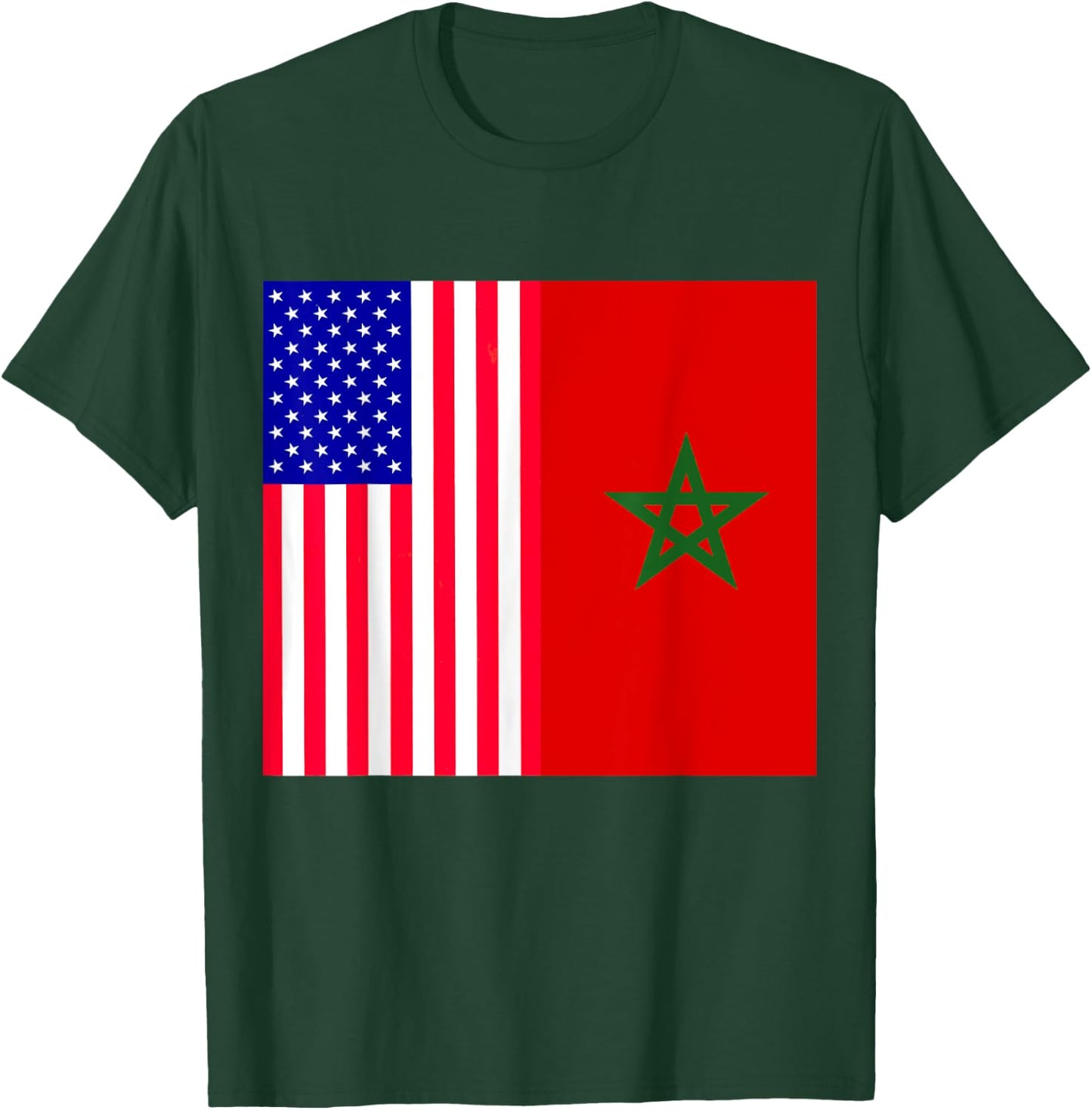 Moorish American Morocco Flag Moroccan Soccer Supporter T-Shirt - T-Shirt | Forest