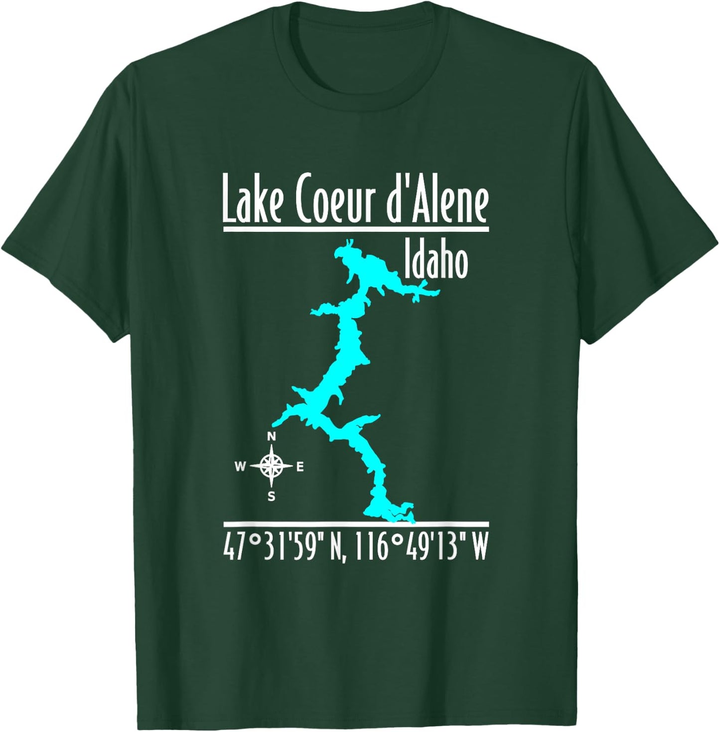 Modern Lake Coeur d'Alene - Idaho T-Shirt - T-Shirt | Forest