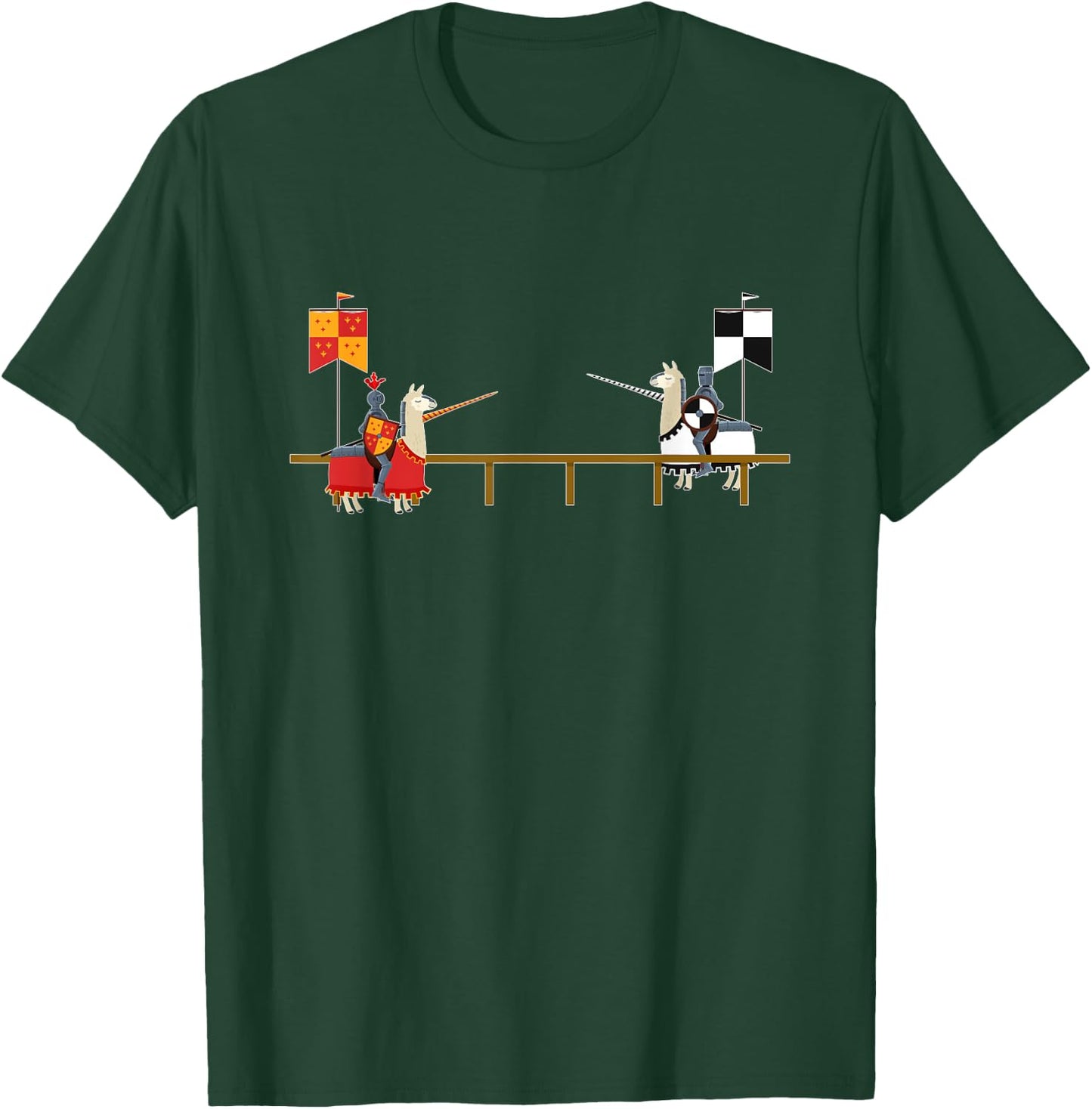 Llama Jousting - Funny Medieval Knight Lance T-Shirt - T-Shirt | Forest