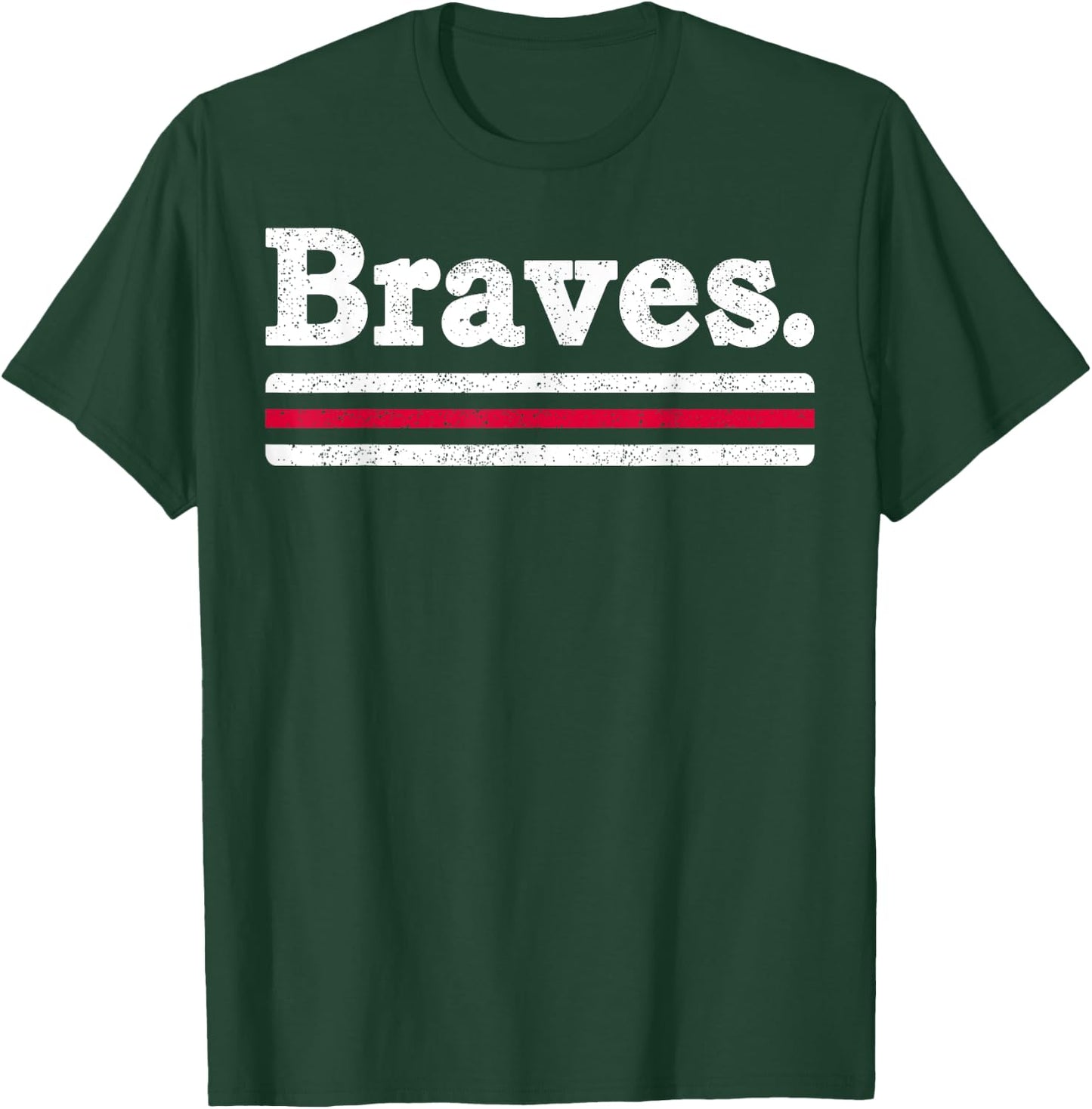 Vintage Braves Retro Three Stripes Weathered Shirt Men Women T-Shirt - T-Shirt | Forest
