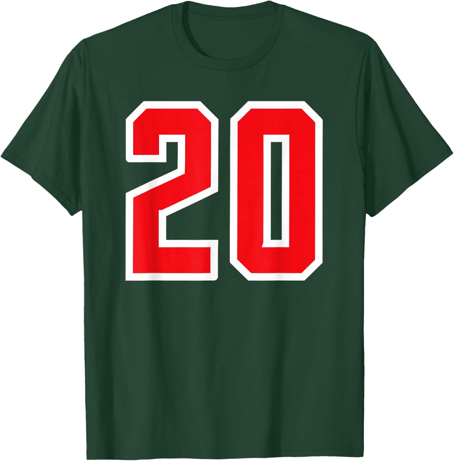 Number #20 Sport Red Varsity Number T-Shirt - T-Shirt | Forest