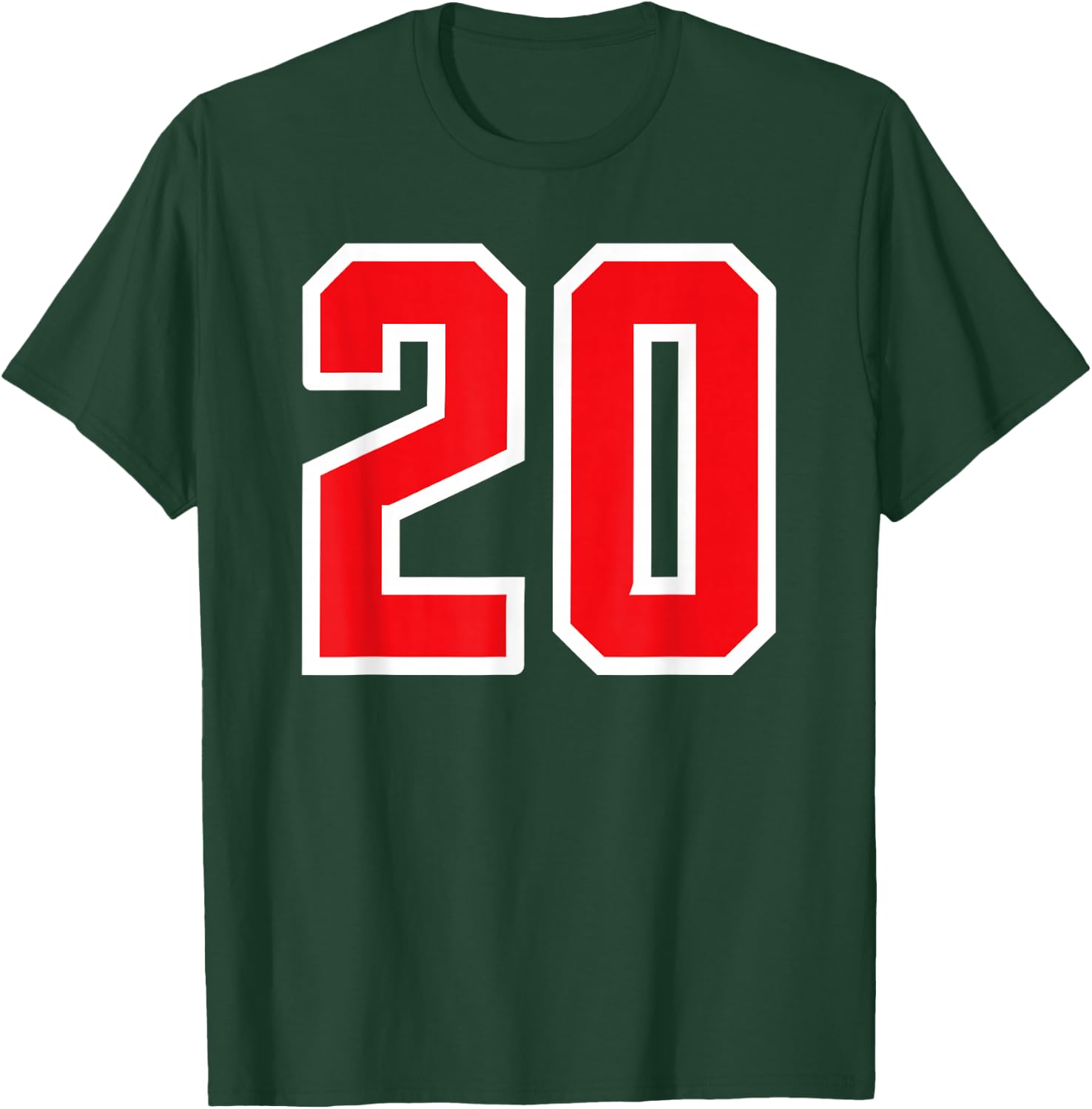 Number #20 Sport Red Varsity Number T-Shirt - T-Shirt | Forest