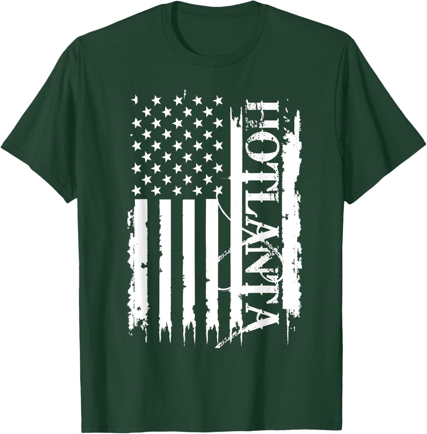 Hotlanta United States Distressed w US Flag T-Shirt - T-Shirt | Forest